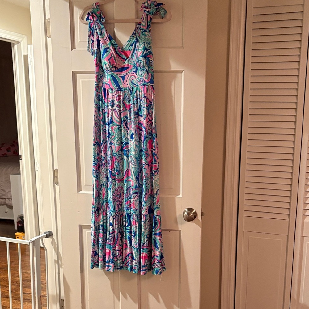 Lilly Pulitzer Pink and Blue Midi Dress